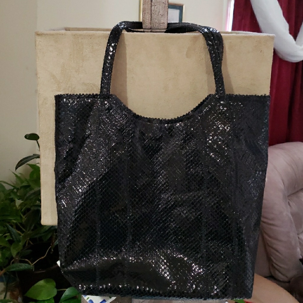 Sondra  Roberts Squared faux Snake Skin bag